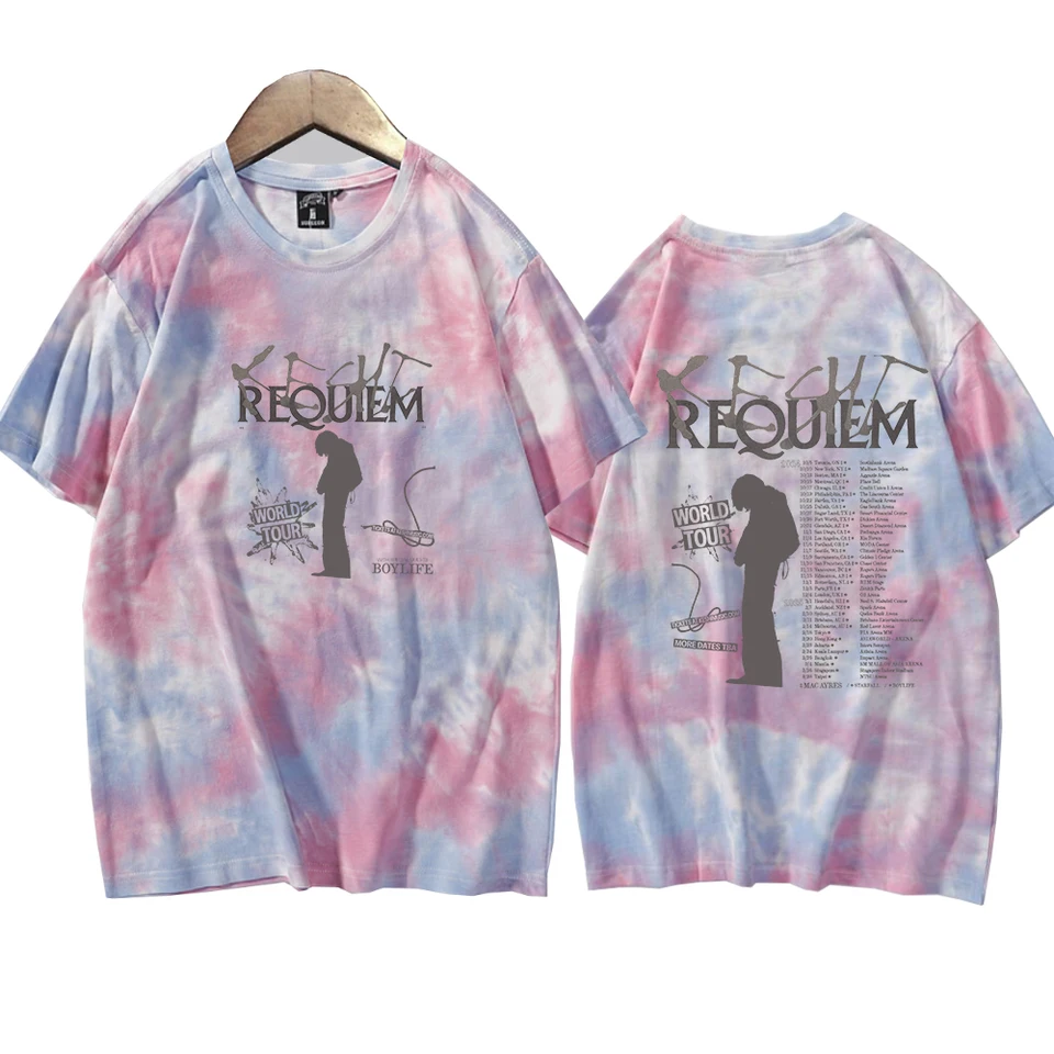 Keshi Requiem World Tour 2024 kravata s farbivami Unisex okrúhly krk s krátkym rukávom Tričko Suvenír Darčekové vrcholy