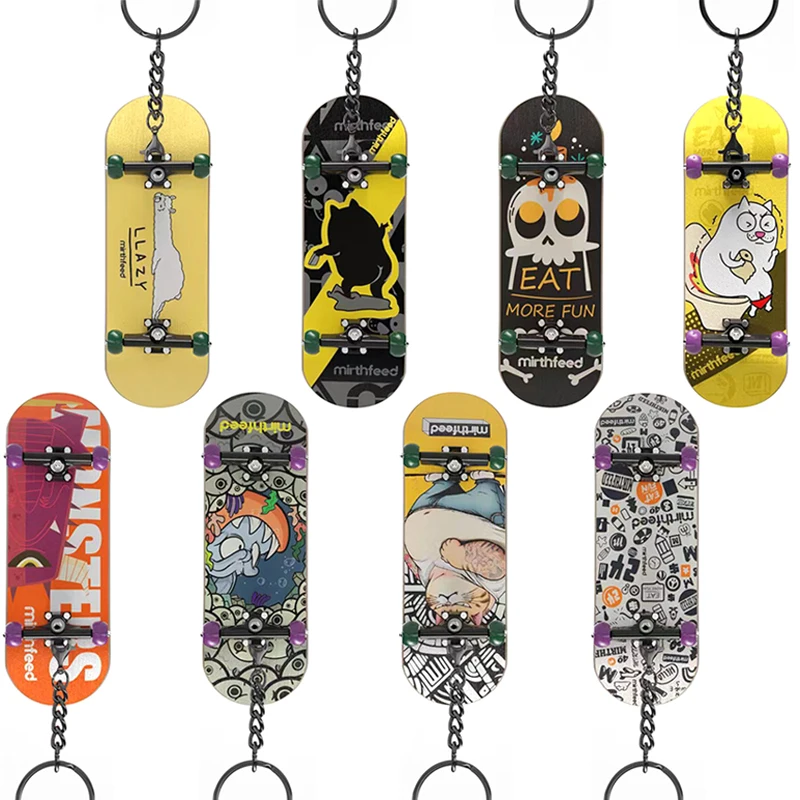 Key pracka Drevené prstové skateboardy DIY Skate Park Tech Parls Deck Skateboard Kovová držiak na ložisko kolesá stolové hračky