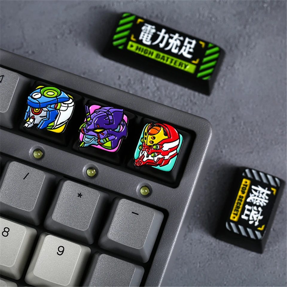 Keycap Anime a Game Eva Series Téma hliníková zliatina Zliatina Kovová osobnosť Keycap pre mechanické klávesnice Cherry MX Axis R4 Výška