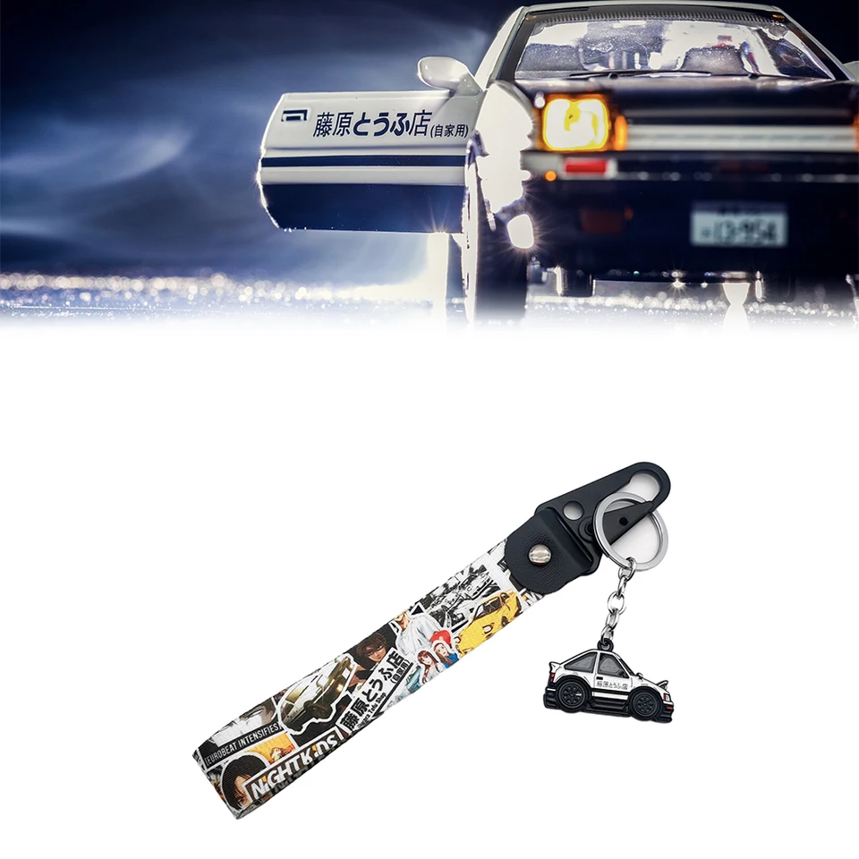 Keychain Keyring Počiatočný D Keychain šnúrka Sada Fujiwara Tofu Shop Auto kľúč Springový klip prívesok