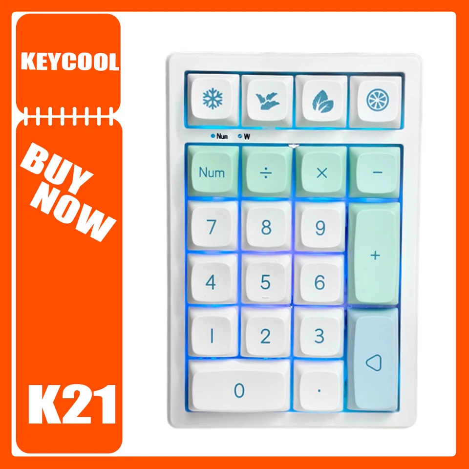 KeyCool K21 bezdrôtové číslo Klávesnica 3Mode Mini Pads 21Keys Bluetooth Keypad PBT K19 Prispôsobenie darček pre počítačové príslušenstvo Darček