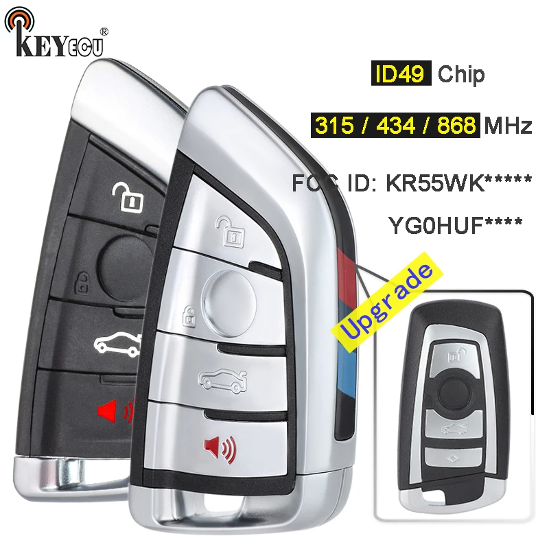 KeyecU 315/434/868MHz PCF7953 Chip CAS4 CAS4+ Systém upraviť 4 gombík vzdialený kľúč FOB pre BMW F Chassis 5 7 Series Striebro