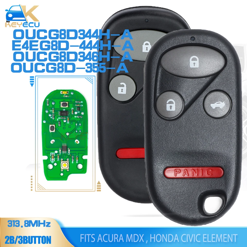 KEYECU E4EG8D-444H-A, OUCG8D344H-A, OUCG8D346H-A, OUCG8D-355H-A RIADENIE KLAVY 313.8MHZ FOB pre občiansky prvok Honda, pre Acura MDX