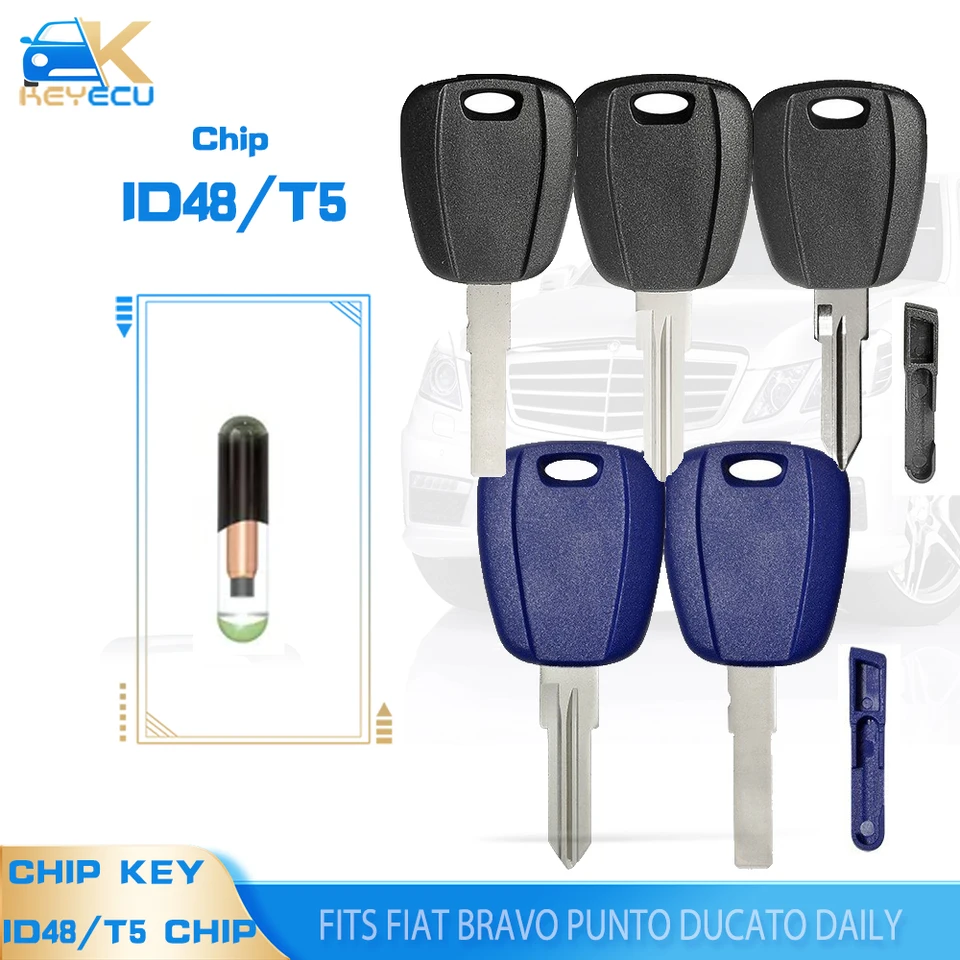 Keyecu Transponder Key s plug Chip ID48 / T5 ID20 FOB pre Fiat Bravo Punto Ducato Daily Stilo 1998-2005