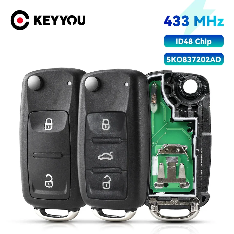 Keyouou Diaľkový automat Key 434MHz ID48 Chip 5K0837202AD pre VW Golf Tiguan Polo Passat CC SEAT SODA MK6 OCTAVIA JETTA Beetle