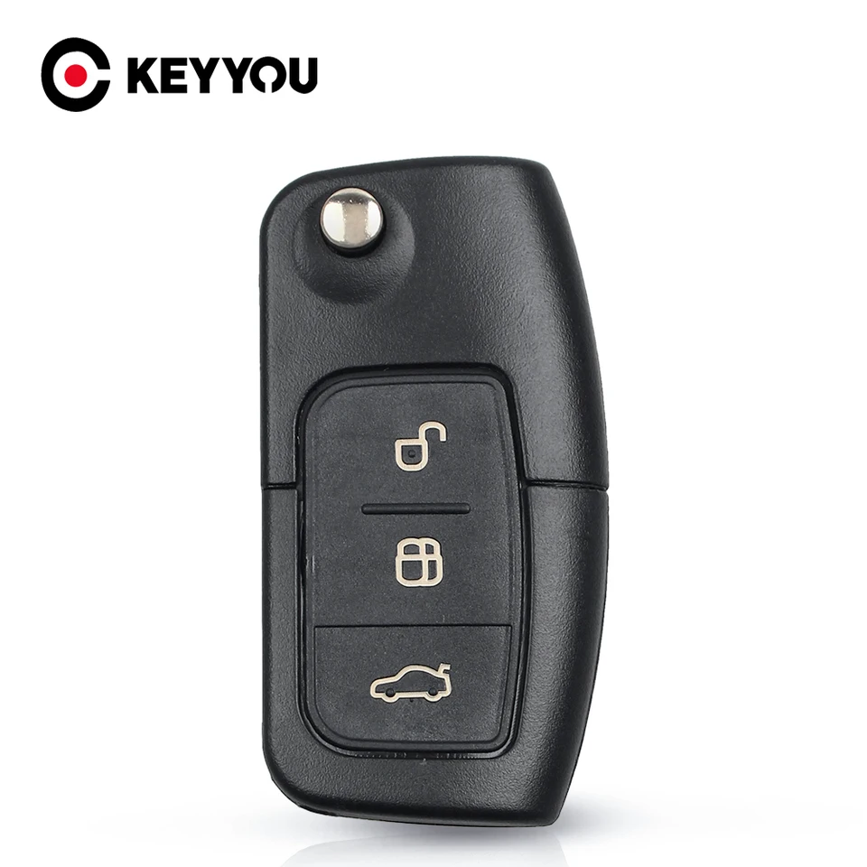Keyouou flip diaľkový diaľkový automat shell puzdro pre Ford C max S max galaxy Focus fiesta EcoSport Kuga Escape Fo21 Hu101 FOB 3 tlačidlá