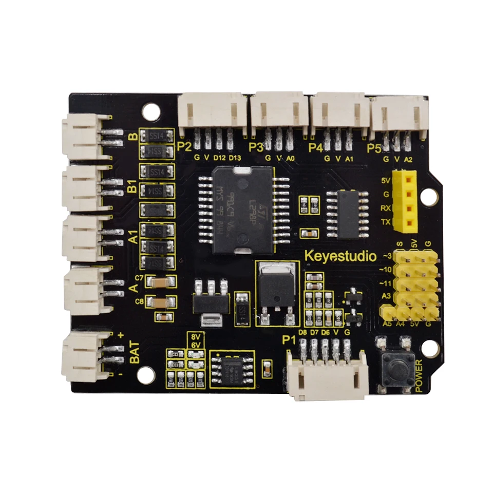 KeyStudio L298P Quick Connectors Motor Honol Shield pre Arduino Extra 2,54 mm hlavičky špendlíkov 4 Upevňovacie otvory 3 mm