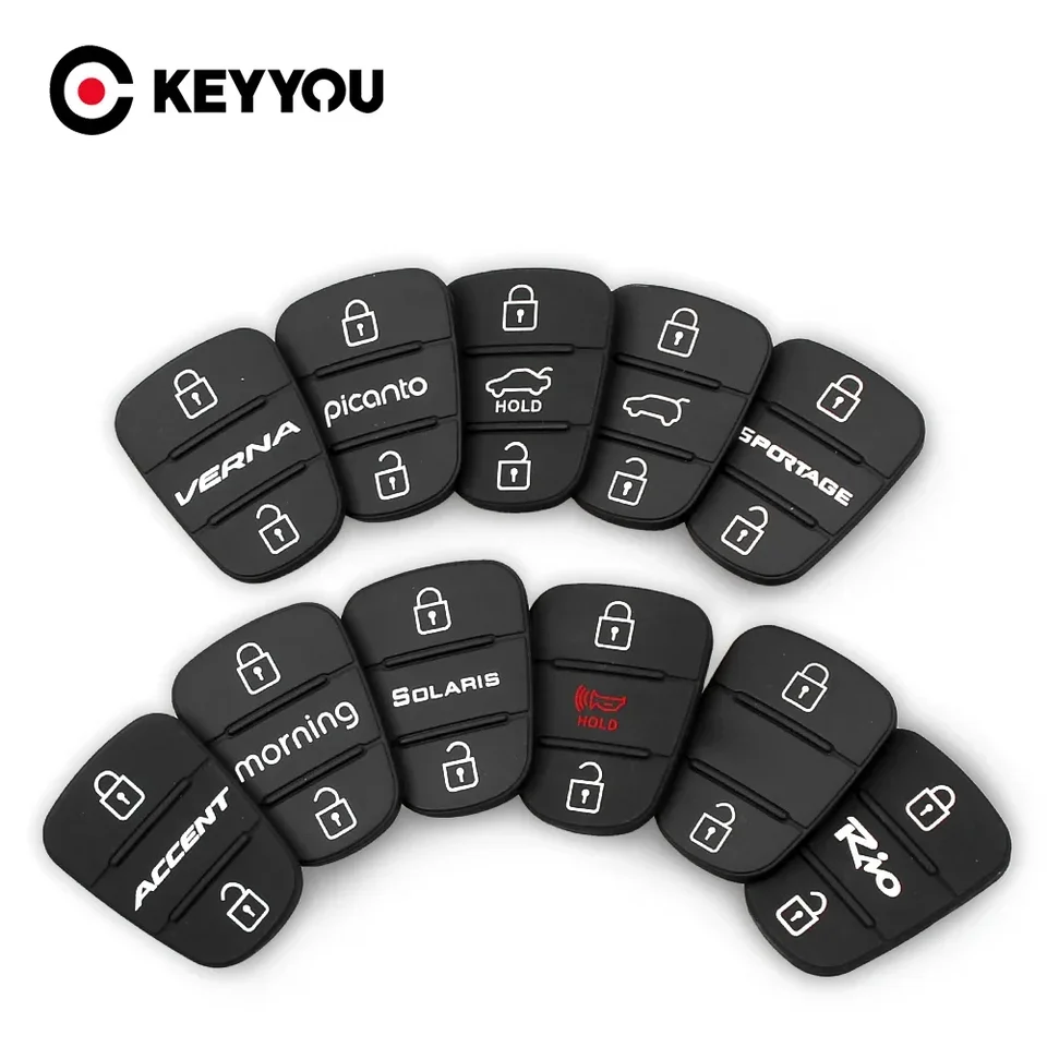 Keyyou 10ks 3 tlačidlá diaľkový kľúč fob puzdro gumová podložka pre Hyundai i10 i20 ix35 pre Kia K2 K5 Rio Sportage Flip Key diely