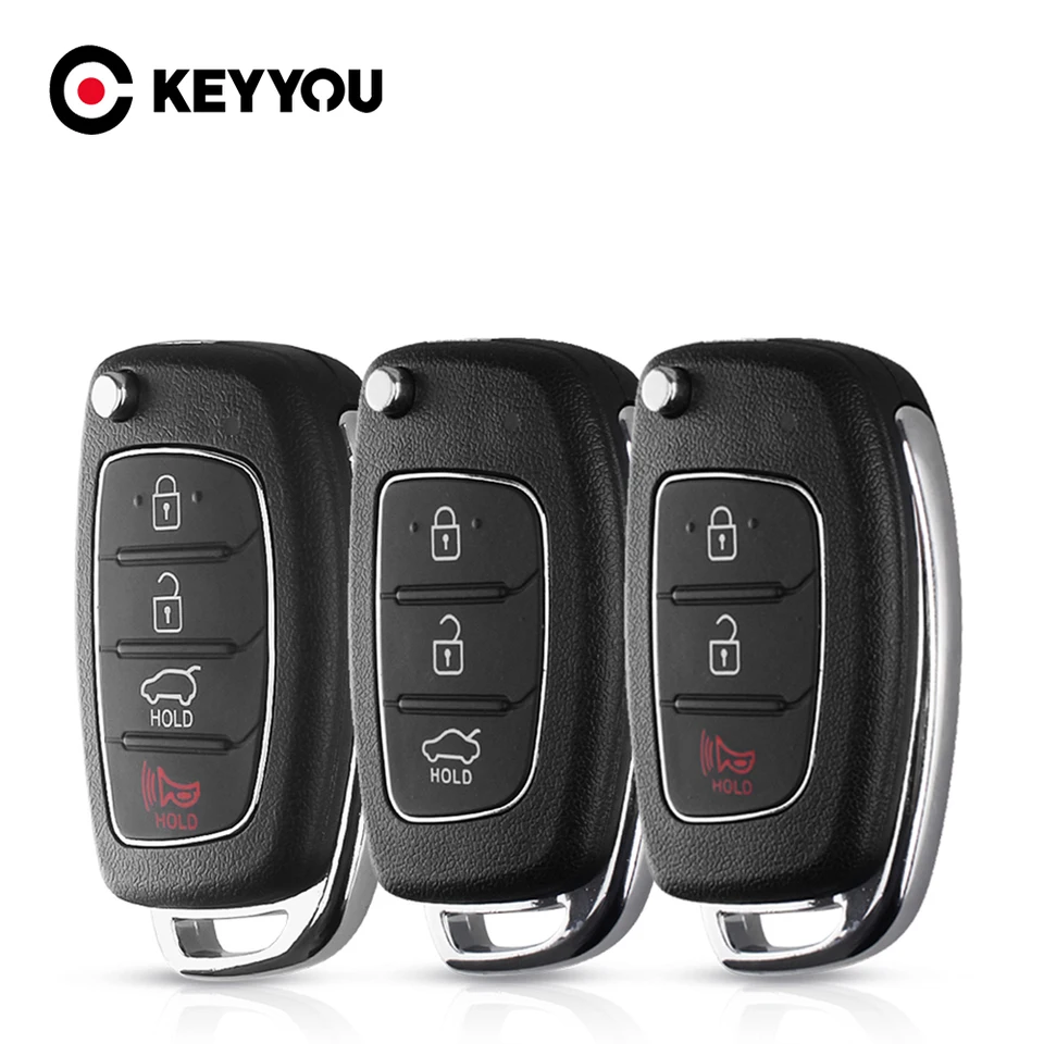 Keyyou 10x 3/4 tlačidlá preklopenie diaľkového kľúča FOB Shell Case pre Mistra Hyundai HB20 Santa Fe IX35 IX45 ACENT I40