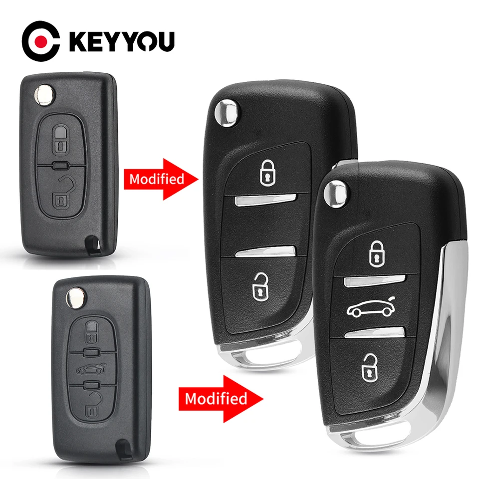 Keyyou 1pcs CE0523 CE0536 Modifikovaný kľúč automobilu pre Citroen C2 C4 C5 Berlingo Xsara Picasso pre Peugeot 306 407 807 Partner VA2/HU83