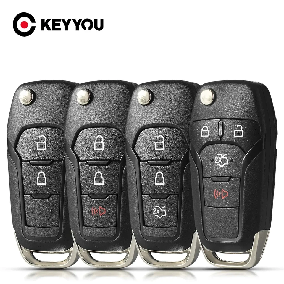 Keyyou 1pcs Nové pre Ford Focus Fusion Mk2 Mk7 Explorer Ranger nezrezaný prázdny Hu101 Blade Flip Flow Skladacie vozidlo Kľúčok Shell Case Case