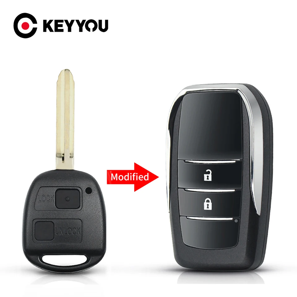 Keyyou 2 Button Diaľkový kľúč Fob puzdro pre Toyota Camry Rav4 Corolla Prado Yaris Dropship