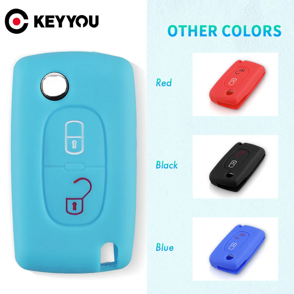 Keyyou 2 tlačidlá Silikónový automat Key FOB puzdro pre Peugeot 308 207 307 807 pre Citroen C3 Picasso C-Crosser C4 C8 Flip Key