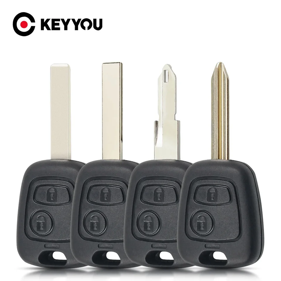 Keyyou 2pcs 2 tlačidlá nezostrihané kľúčom FOB Case Diaľkové ovládanie Auto príslušenstva pre Peugeot 106 107 206 207 306 307 pre Citroen