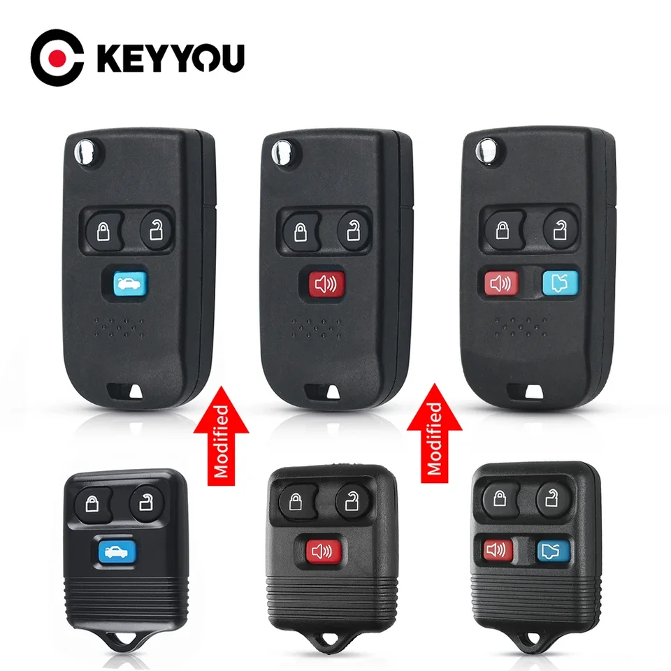 Keyyou 3/4 tlačidlo vzdialené vozidlo Kľúč shell FOB pre Ford Escape Exursion Explorer Mercury Lincoln Town Sport Case Case