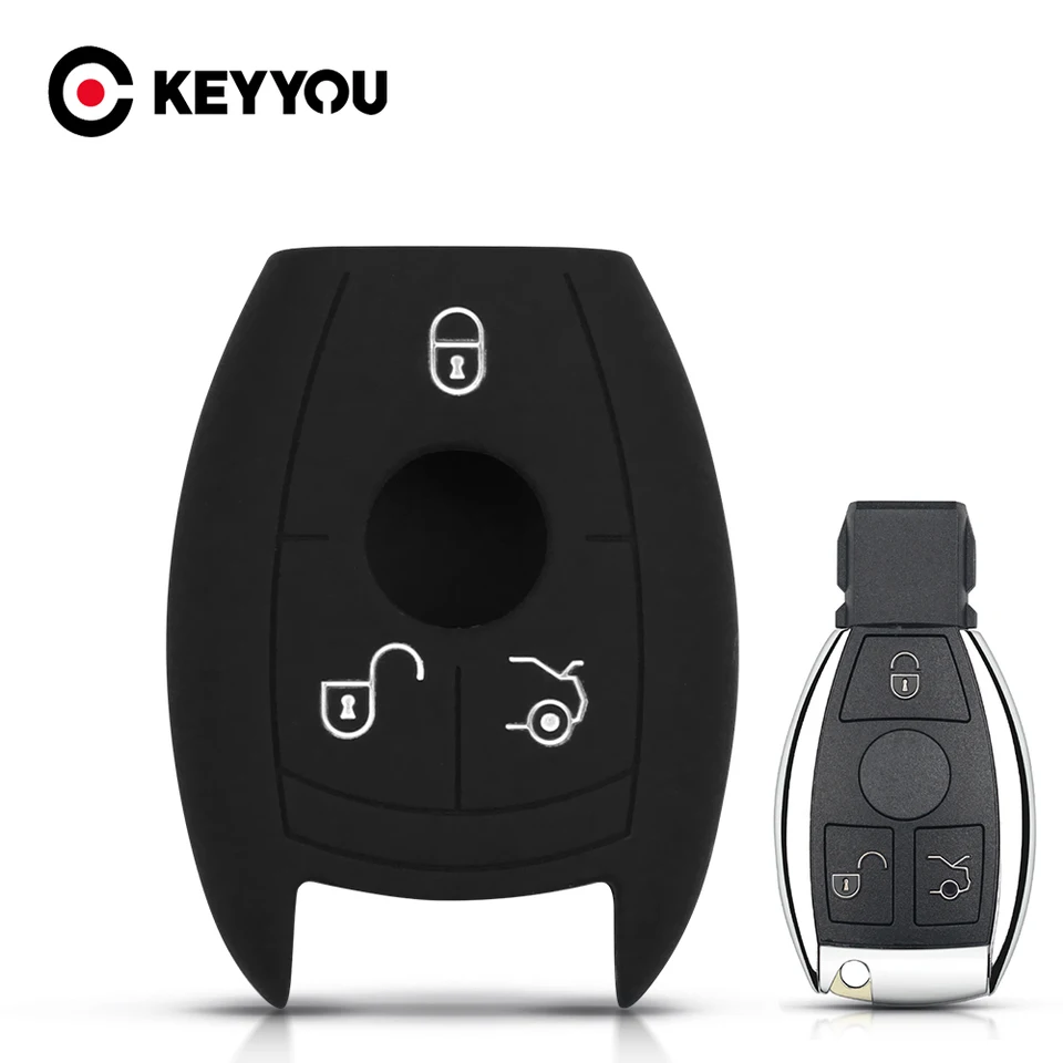 Keyyou 3 Tlačidlo Silikónový automobil Kľúč pre kľúče pre Mercedes Benz CLS CLA AMG GL R SLK ABCS DISTERVER KLYT FOB CASE DREH FOB Cover