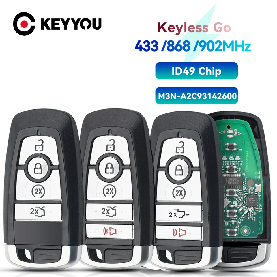 Keyyou for Ford F-150 F-350 F-450 Prieskumník EDG Fusion Expedition Mustang Remote Smart Key 49Cip 433/868/902MHz M3N-A2C93142600