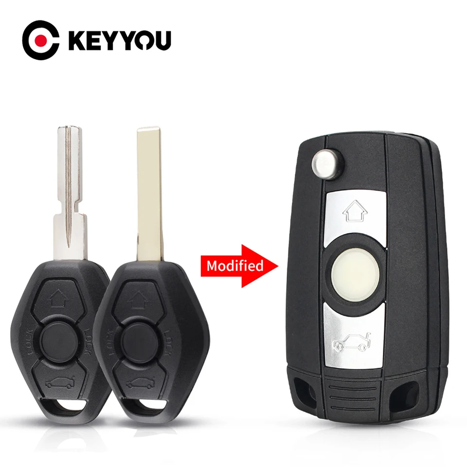 Keyyou Modified Flip Ride Dramo -Key Shell puzdro pre BMW E36 E38 E39 E46 E53 E60 E61 E63 E64 1/3/5/7 Series X3 X5 Z3 Z4 3 tlačidlá