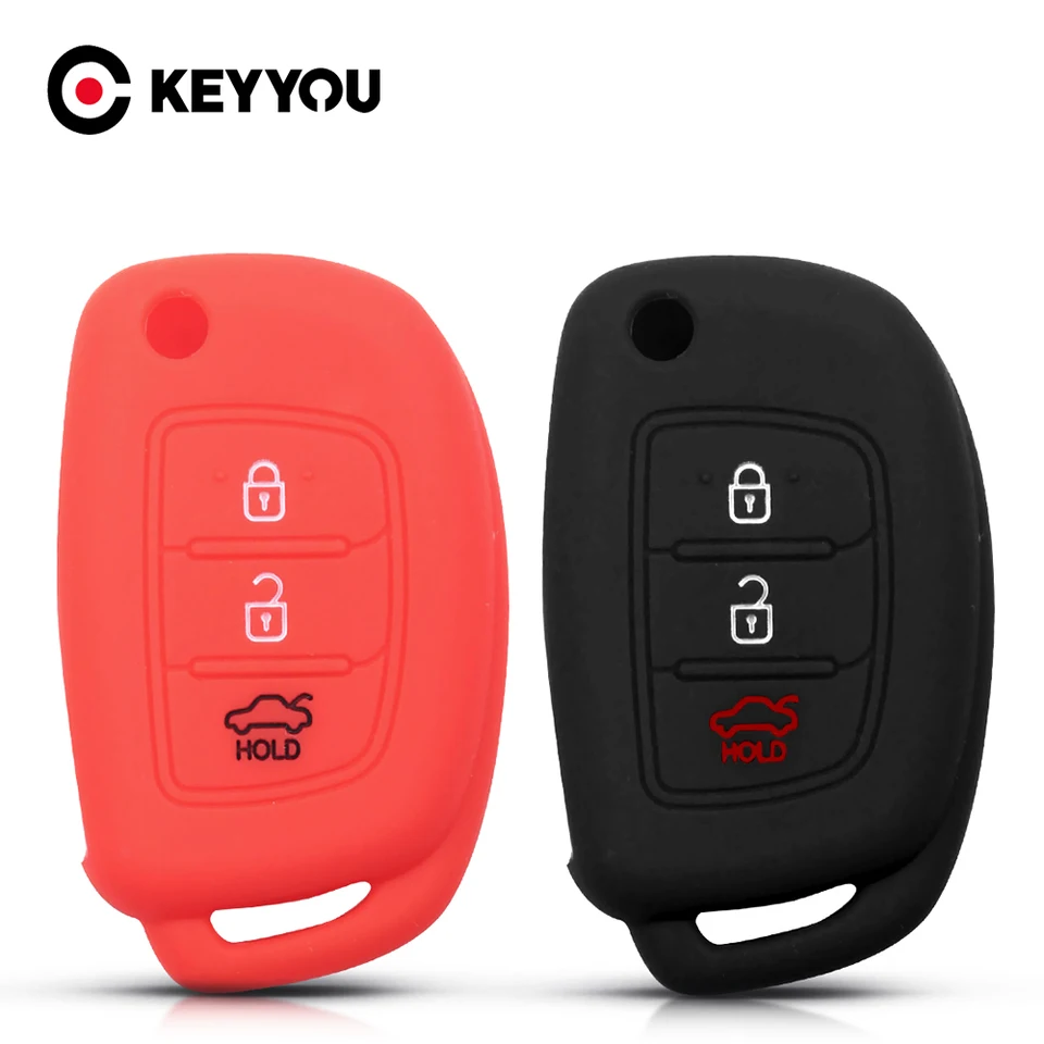 Keyyou Silikone Car Krys puzdro pre puzdro pre Hyundai Tucson i40 i10 ix35 IX45 Creta Santa Fe H-1 Diaľkové tlačidlá kľúča FOB 3