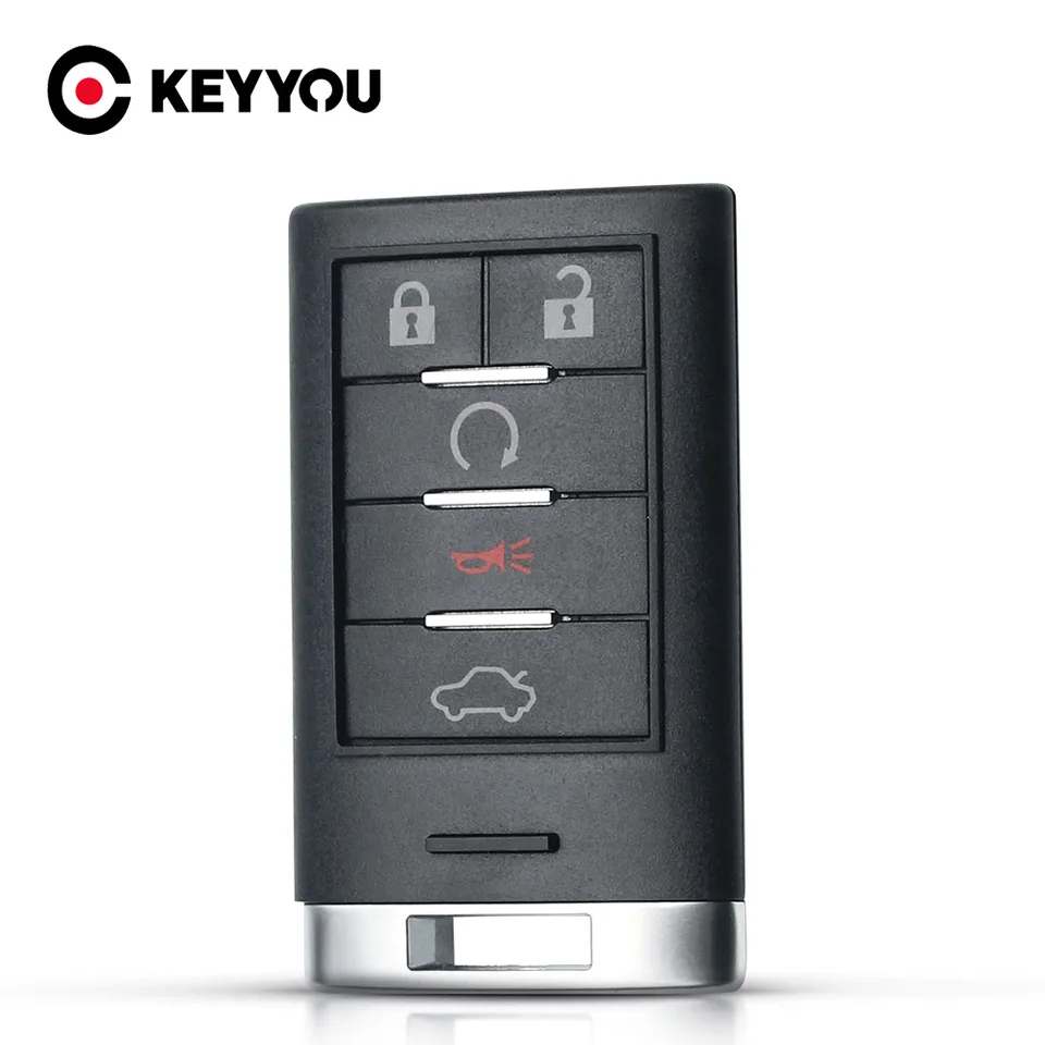 Keyyou výmena 5 Tlačidlá Smart Remote Key Shell pre Cadillac CTS XTS DTS SRX 2013-2014 ATS ESCALADE GMC KLYTLESS KLYT