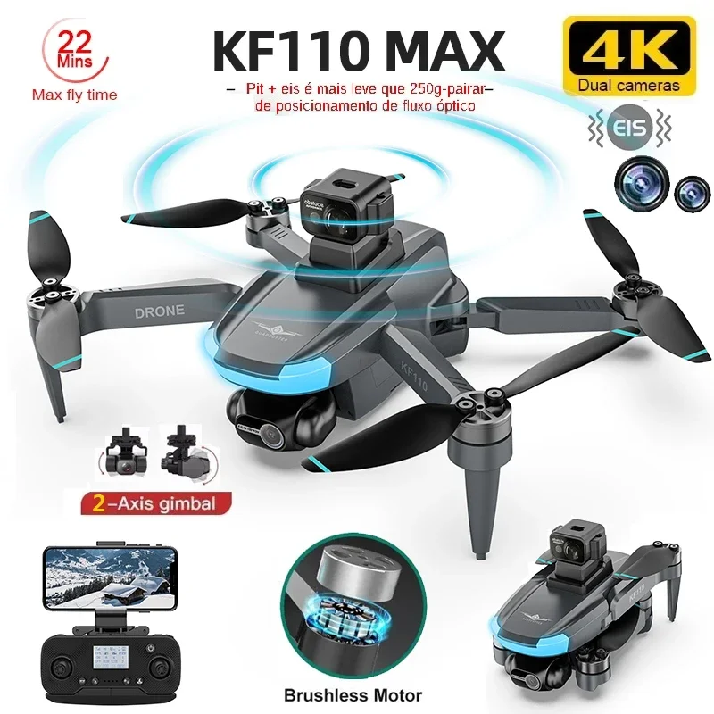 KF110 Max Mini Drone 4K 2-osi PTZ HD HD DUALA CAMOANA laserová prekážková prekážky Brushless bez kefiek GPS 5G WIFI RC FPV QUADCOPTER Hračky