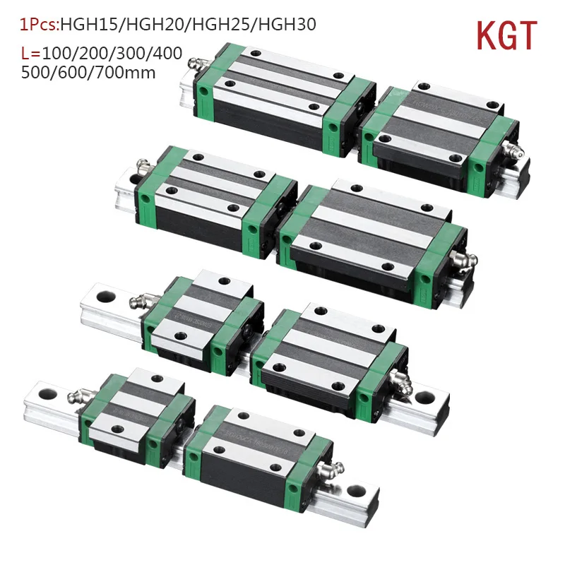 KGT HGH15 HGH20 HGH25 HGH30 L 100 200 300 400 500 600 800 mmm ťažká lineárna koľajnica 1pc HG15 Lineárny sprievodca 1pc HGH15 KONTROGE CNC