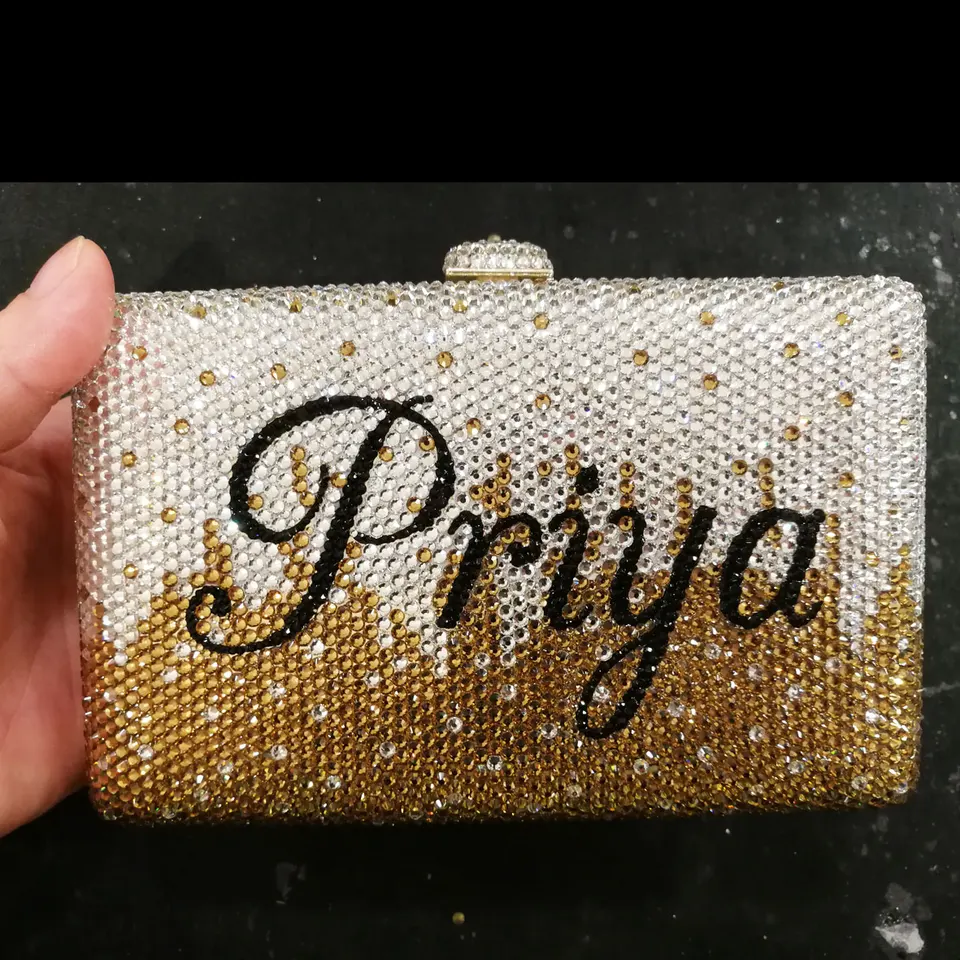 Khnmeet Prispôsobené názov Listy Luxusné večerné tašky Fanny Prom Cape Diamond Kabelky