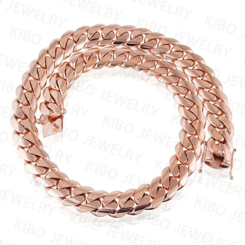 Kibo hip hop real Pure 14k Solid Gold Cuban Reack Chain pre pánske hip hop náhrdelníka Miami reťazec