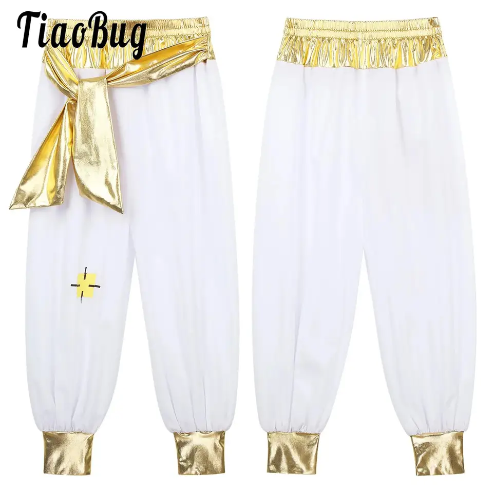 Kids Boys Arabian Prince Roly Play Kostýmy dlhé nohavice Elastický pás Harem Harem Pants for Halloween Carnival Fairy Party Masququrad