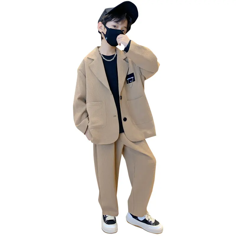 Kids Boys Suit Blazer+Pants Dvojdielne čierne khaki Spring jesen
