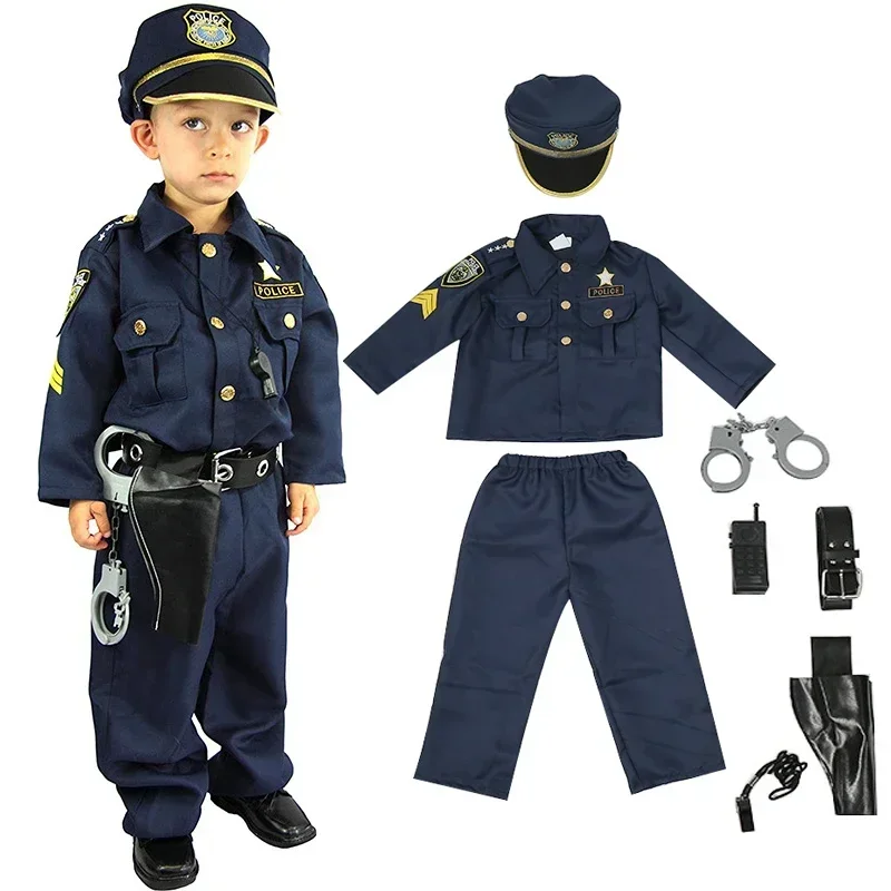 Kids Cosplay Movie a televízny policajný dôstojník Kostýmy súpravy unisex 2023 Boys America Police Halloween Carnival Dress Up Party Stage sh t.