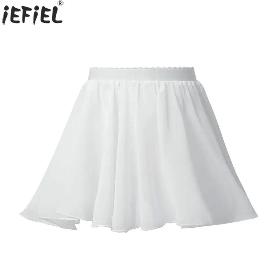 Kids Girls Ballet Dance Skirt Ballerina Workout Gymnastics Dancewear Elastic Waistband Chiffon Veil Skirts Performance Costume