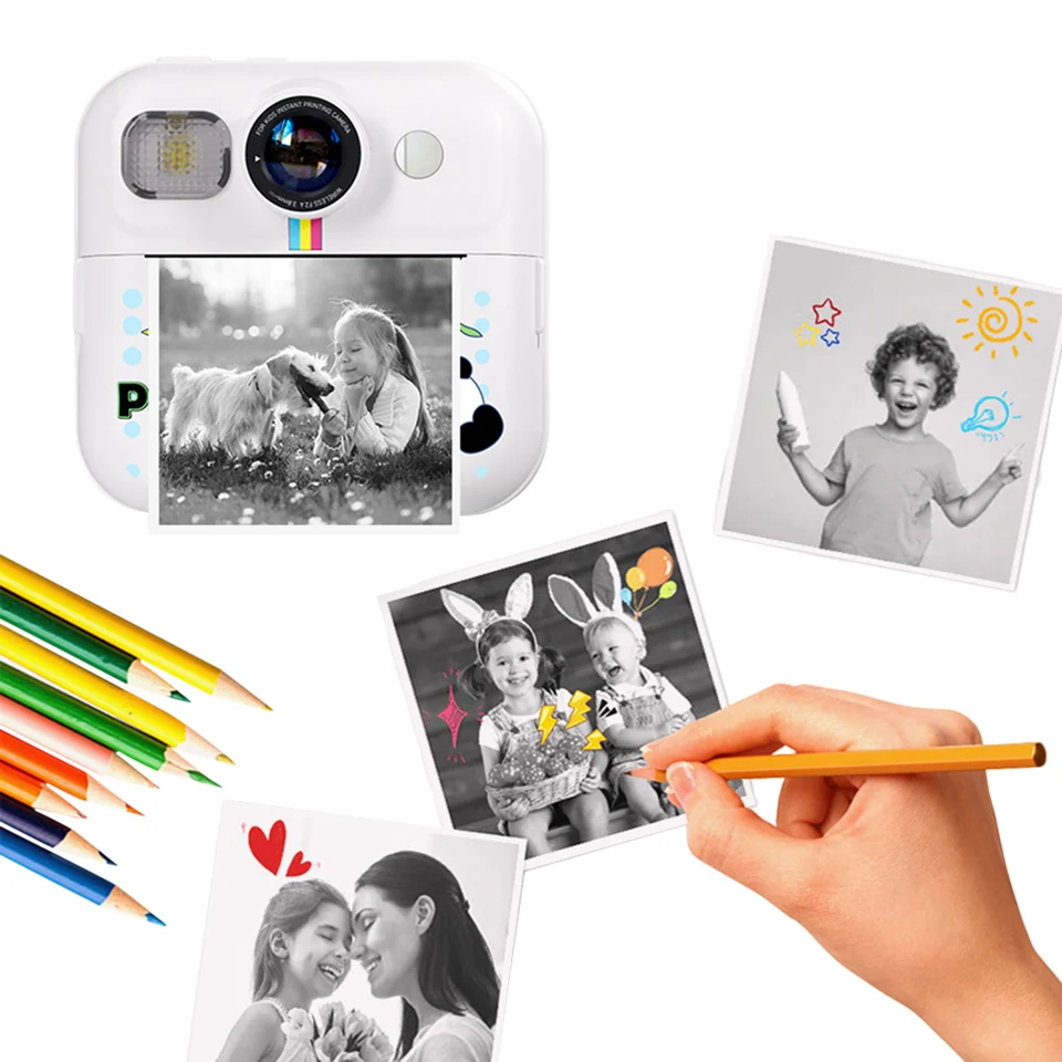 Kids Mini Instant Print Fotoaparát 2,4 palca na obrazovku Detská kamera kreslenie 48 MP 1080p VIDEO DETI DETI Darček pre Vianoce/narodeniny
