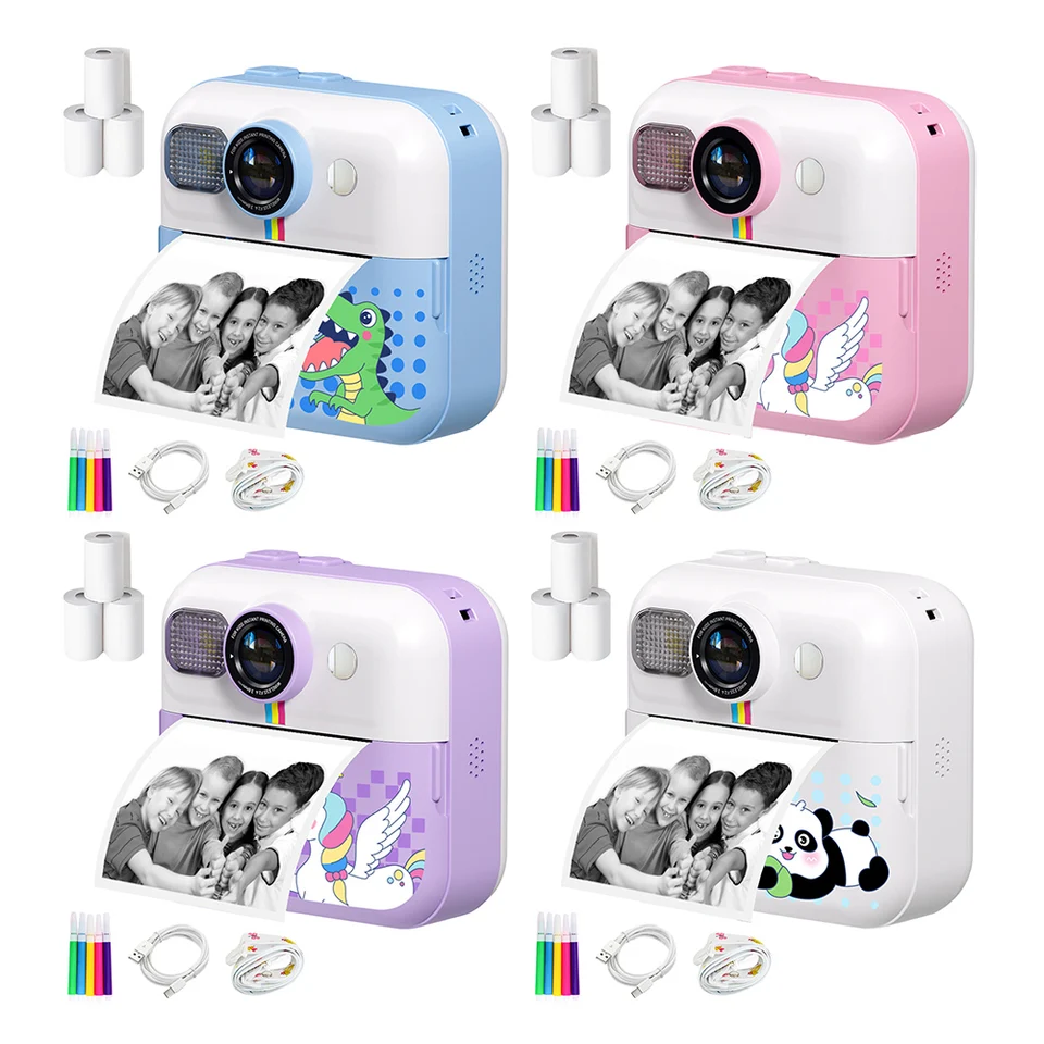 Kids Mini Instant Print Fotoaparát 2,4 palca Termálna tlačiareň 48 MP 1080p