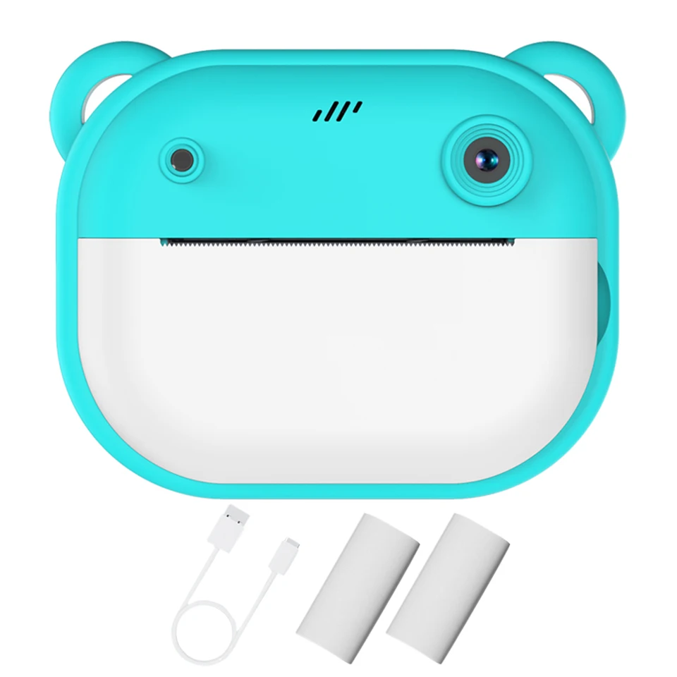 Kids Mini Instant Print Fotoaparát s 2 rolkami Print Paper Selfie Videokamera darček na narodeniny/dovolenka pre dievčatá vo veku 3-12