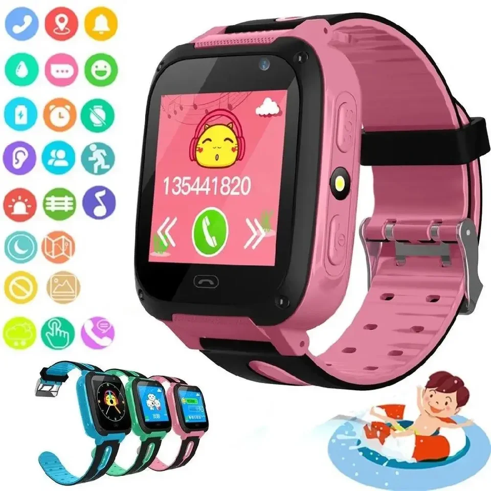 Kids Smart Watch SOS vodotesný fotoaparát budík SIM karta volajte telefón Smartwatch s ľahkým detským náramkom pre smartphone