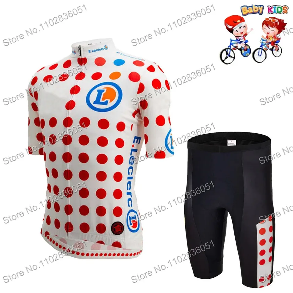 Kids Tour France Cycling Jersey Set 2024 Boy Leader TDF Summer cyklistický odev deti Detské košele na bicykli obleky na bicykle