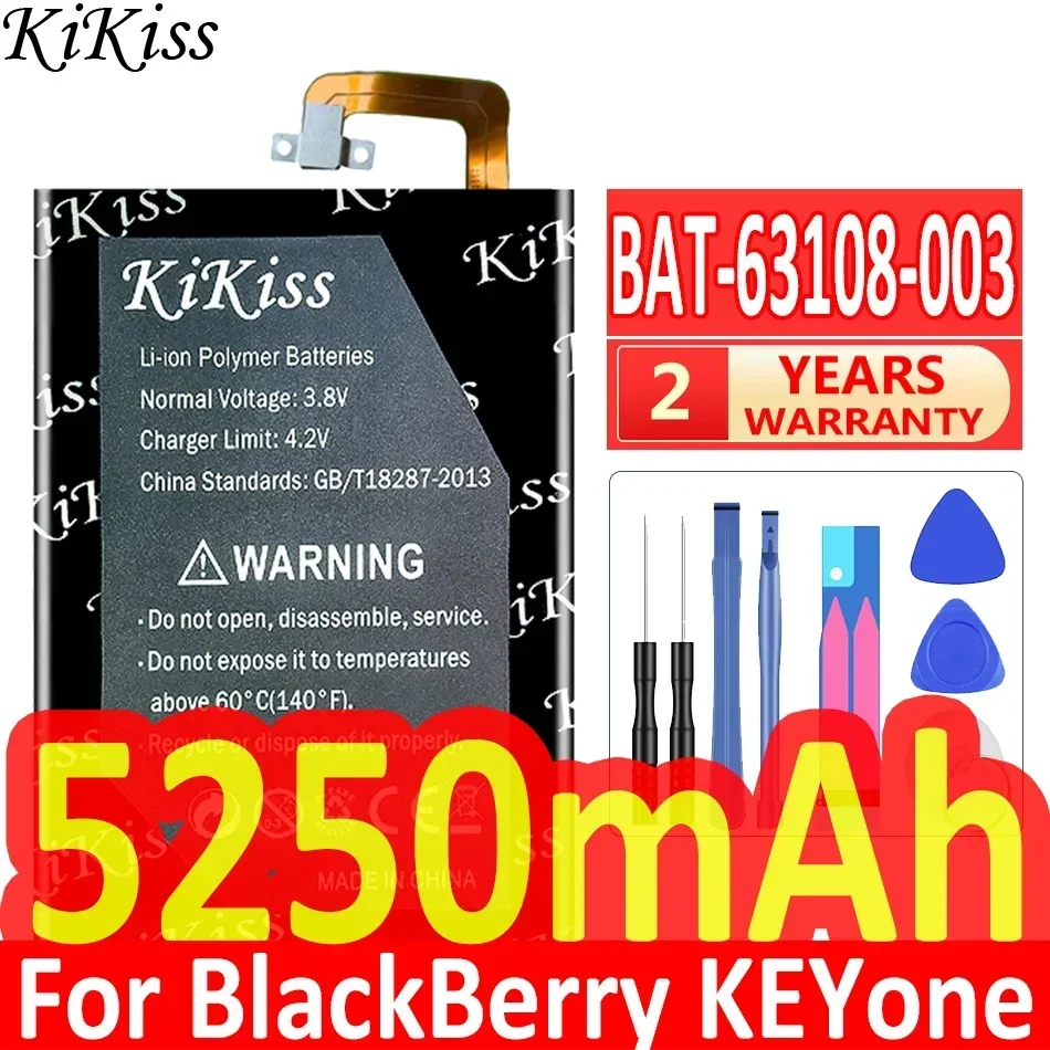 Kikiss 5250 mAh batéria Vysoko kvalitná nová BAT-63108-003 batéria pre smartfón BlackBerry Keyone