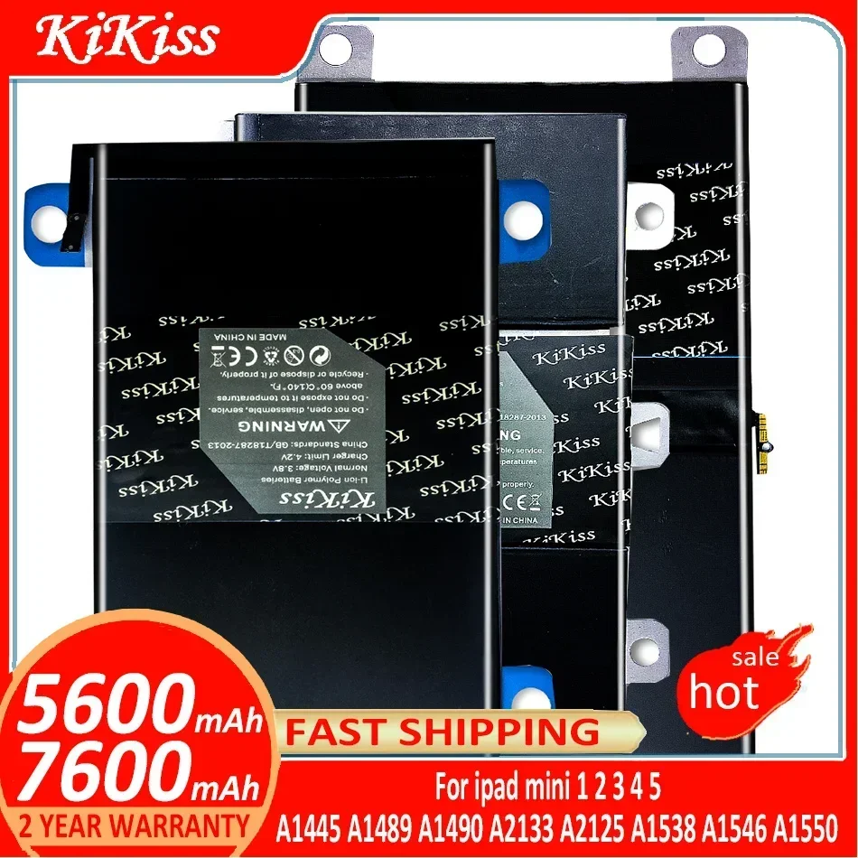 Kikiss batéria pre Apple iPad Mini 1 2 3 4 5 6 A1432 A1445 A1489 A1490 A2133 A2124 A2125 A1546 A1550 A2567 A2568 A2569