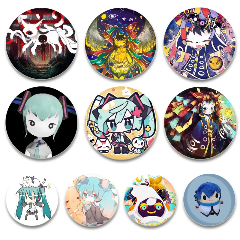 Kikuo anime špendlíky miku roztomilý karikatúra odznak okrúhle kreatívne brošní prsia pre batohové oblečenie príslušenstvo ručné darčeky