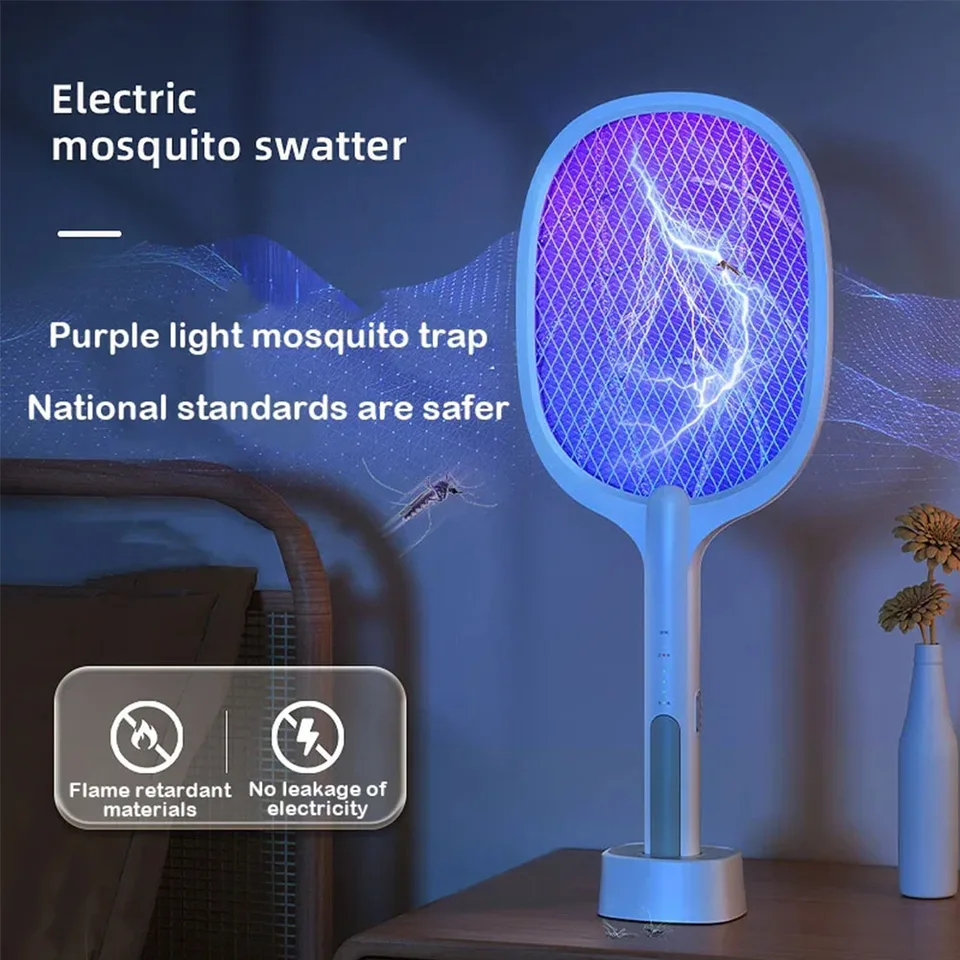 Killer Lamp proti komárom USB Nabíjateľná elektrická siete proti komárom swatter s UV svetlom base Chart