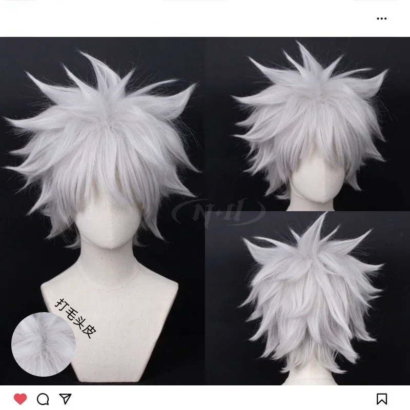 Killua Zoldyck Parochňa z anime krátkych načrtávací strieborný cosplay parochne potrebujú štýl so sebou