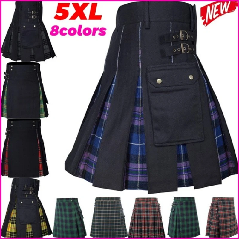 Kilt pre mužov, Utility Kilt, 100% bavlnené džínsy Hybrid Kilt, moderná skrinka Pleat Tartan Tradičné pánske kilty