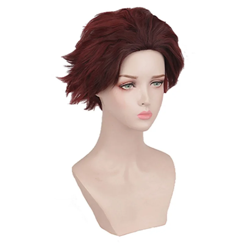 Kimetsu no yaiba cosplay parochňa karikatúry Space Stove od Tanjirou oker červené gradient Reddish Brown Cosplay