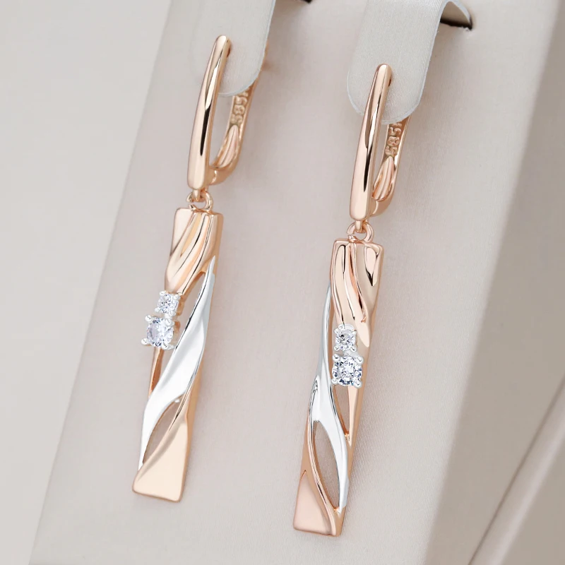 Kinel Fashion Geometric Hollow Pendant náušnice 585 ružové zlato a striebro dichroické pokovovanie svadba Denný darček pre šperky darček