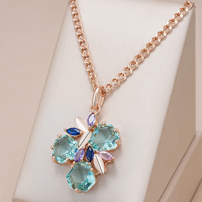 Kinel Fashion Green Stone Prívesok Náhrdelník pre ženy jedinečný kosoštvorc