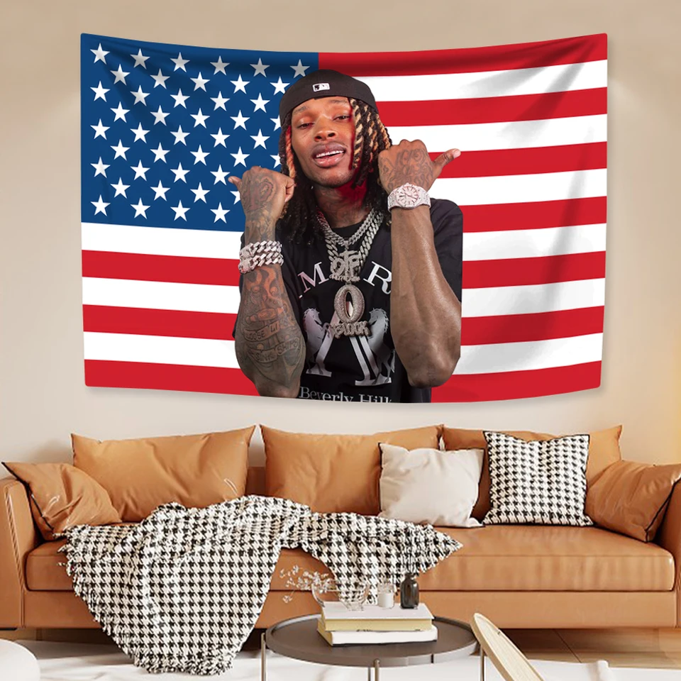 King Vons American Flag Tapestry Classic Rapper Wall zavesenie domácej dekorácie izba dekorácia pozadie narodeniny darčekový koncert banner