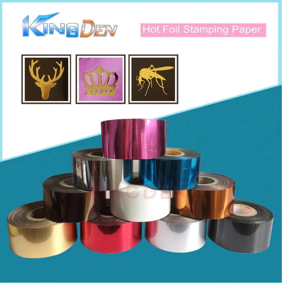 Kingden Hot Foil Stamp Paper Leather PVC Hot Razing Foil Terfet Prenos eloxovaný pozlátený papier z pečiatkov papiera papier
