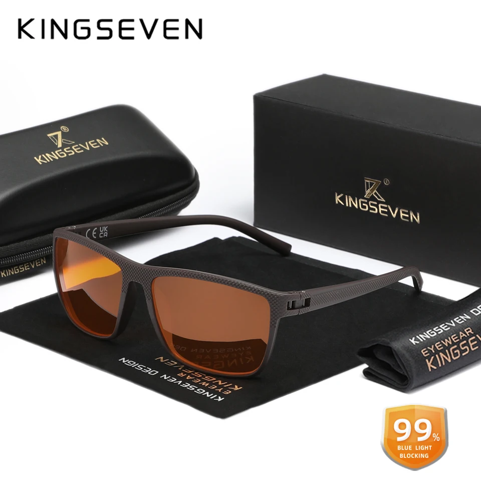 Kingseven New 99% anti-modré okuliare Ray Priehľadné šošovky Priehľadné okuliare Men Dám