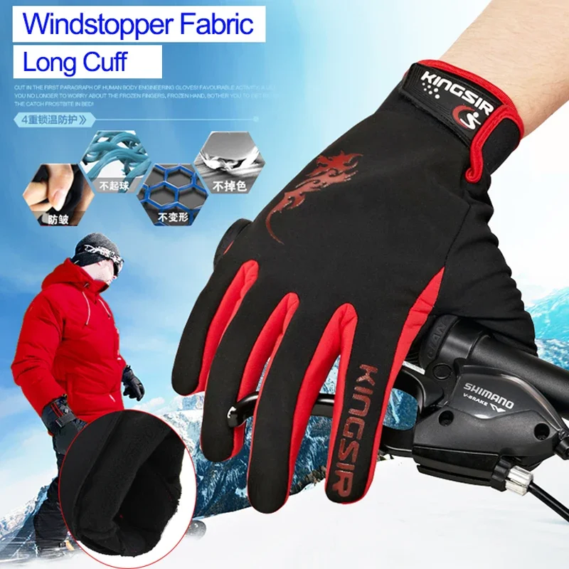 Kingsire Winter Warm Bike Racing Rukavice Full Fing Men Mtb Cycling Rukavice oblek pre 8 stupňov CicLismo M/L/XL/XXL